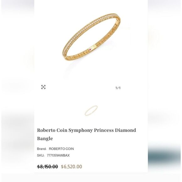 Authentic New Roberto Coin Diamond Symphony Princess Bangle In 18kt Rose Gold - Picture 16 of 16